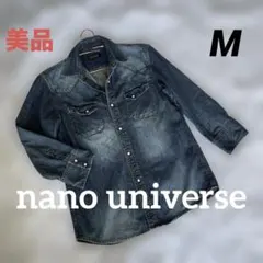 nano universe ビンテージ加工デニムシャツ　ウエスタン　七分袖　M