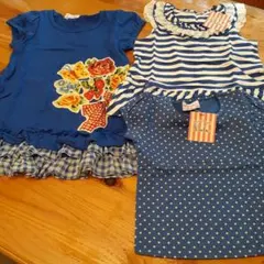 ST100-45(E)　エミリーテンプル 100　青ワンピース&トップス2枚