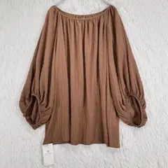 新品　UNITED ARROWS　シアークレープギャザーカットソー　ブラウス　F