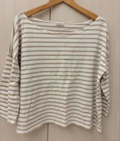 ORCIVAL アイボリー・ベージュストライプ 五分袖Tシャツ　サイズ1