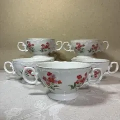 昭和レトロBow China 花柄スープカップ五客セットのサムネイル