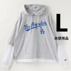 【未使用品L】LAドジャース◎レイヤードパーカー◎山本由伸◎グレーのサムネイル