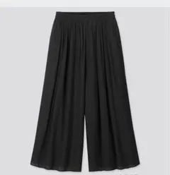 ユニクロ ギャザー ワイドパンツ プリーツパンツ ブラック 黒 シンプル