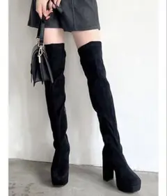 RESEXXY スクエアロングブーツ ニーハイ 23.5cm 黒 ブラックのサムネイル