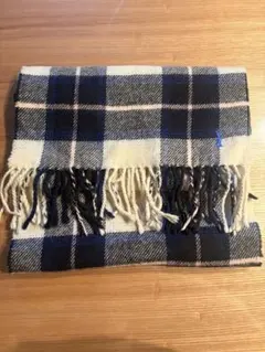 East Boy チェック柄マフラー ホワイト✖️ネイビー系