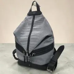【希少】JIMMY CHOO フィッツロイ クロコ型押し リュックサック グレーのサムネイル