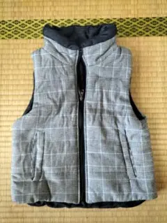 COMME CA ISM チェック柄デニム柄 リバーシブルベスト 120センチ