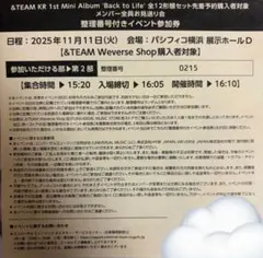 &TEAM Back to Life お見送り会　参加券　2部　200番台振替