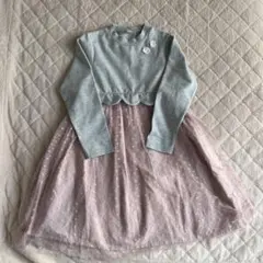 アプレレクール 、apres les cours 長袖ワンピース グレー・ピンク