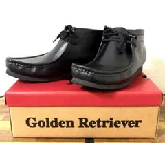 美品 箱付 ショートブーツ モカシン ブラック 本革 26 ゴールデンリトリバー