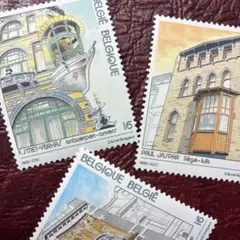 76147セール現品限　外国切手　ベルギー発行建築物3種揃