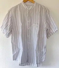 アーバンリサーチDOORS 40size ストライプ バンドカラー 半袖シャツ