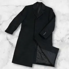 美品 ウール カシミヤ チェスターコート チャコールグレー メンズ ML相当