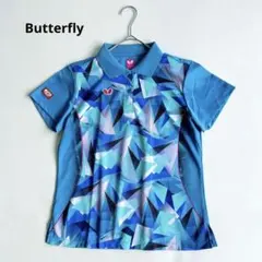 バタフライ　卓球　ユニフォーム　ゲームシャツ　レディース　ブルー　L