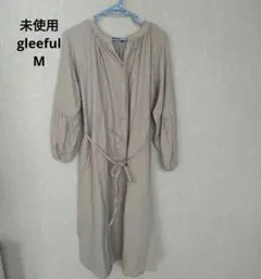 未使用　Gleeful しまむら　ワンピース　ベージュ　M　 ツイードワンピース