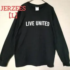 JERZEES【L】ロゴプリント 長袖Tシャツ ロンT ブラックのサムネイル