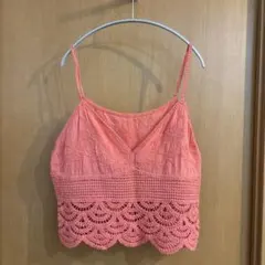 刺繍 クロシェ編み ビスチェ ピンク