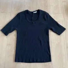 GU 黒 半袖リブニット　スーツ　オフィス