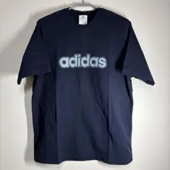 00s 万国旗タグ　アディダス プリント　半袖　Tシャツ ネイビー　紺色　XL