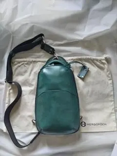 美品 エルゴポック HERGOPOCH ボディバッグ レザー 2way ベージュ