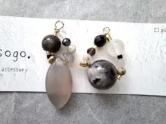 天然石ピアス☆オニキス k2 イヤリング ハンドメイド - メルカリ