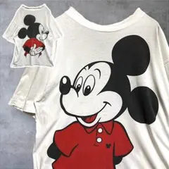 90s ミッキーキスマークTシャツ ディズニー L シングルステッチ 希少