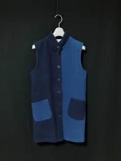 新品】PUENTE プエンテ 手紡ぎカシュクールベスト 手編み 正藍染