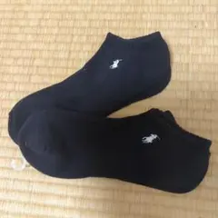 ★新品★ポロ　ブラック ショートソックス　2足セットのサムネイル
