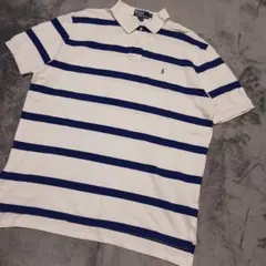 90S POLOラルフローレン　ホワイト×ブルー　XL