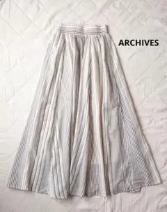 美品　ARCHIVES　ガーゼ生地　ロングスカート　ストライプ　パッチワーク