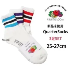 【フルーツオブザルーム】新品 クォーター丈 ソックス C柄 3足 25-27cm