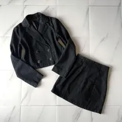 00s GRL デニム セットアップ ブラック 短丈 韓国系 平成ギャル Y2K