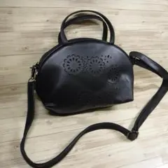 センソユニコ t.b 黒 2WAY 牛革 レザー フラワー ショルダーバッグ