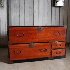 丸金具 前欅庄内箪笥 3段 タンス 収納 古家具 古民家 時代家具 - メルカリ