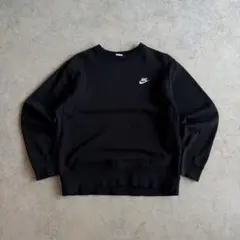 NIKE ワンポイントロゴ クルーネックスウェットシャツ　古着 M ブラックのサムネイル