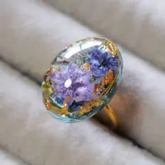 ハンドメイド レジン アクセサリー 指輪 サイズフリー パープル系