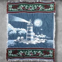 BOiU アート ラグ マット 古着 灯台 海 ヒイラギ 月夜 カーペット 絨毯