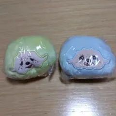 モンチッチ　フェイスぬいぐるみ　水色と黄色の2個セット