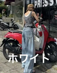 リエディ サイド切り替えバックポケットカーブデニムパンツ ホワイト　Lのサムネイル