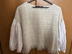 ZARA フリンジ付きバルーンスリーブトップス
