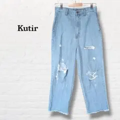 Kutir☆ダメージ加工デニム 裾カットオフ【S】ライトブルーのサムネイル