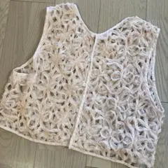 花柄刺繍 ピンク ベスト フリーサイズ