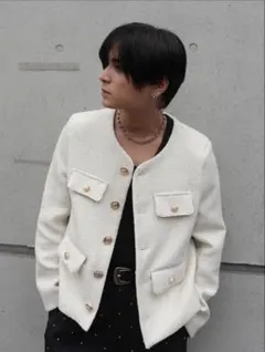 ALUDE gold no color tweed jacket