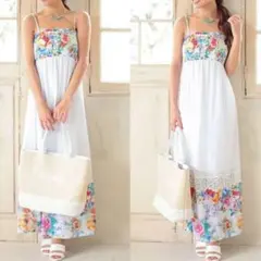 ✅美品〔リエンダ〕花柄ワンピ マキシワンピ シャーリングワンピ