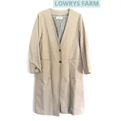 LOWRYS FARM ノーカラー スプリング　ロングコート カラーレス M