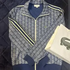 LACOSTE トラックジャケット 総柄 ワニロゴ ジャージ ブルーメンズ S