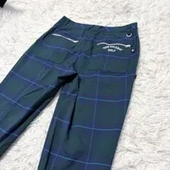 ニューバランス ゴルフ パンツ 緑 チェック ウェア 7部丈 薄手