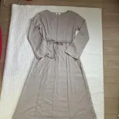 Rose Farm しまむら　ベージュ 長袖ロングワンピース