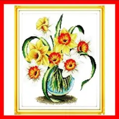 クロスステッチキット 14CT 装飾絵画 花 フラワー 水仙 刺繍キット 手芸
