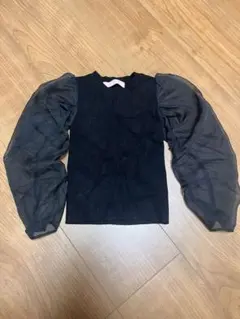 SNIDEL 黒 シースルーパフスリーブトップス